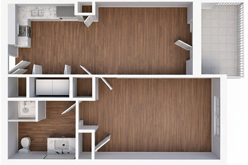 1 Bedroom Expansion floor plan, 705 SF