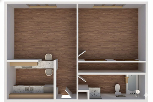 1 Bedroom Heritage floor plan, 480 SF