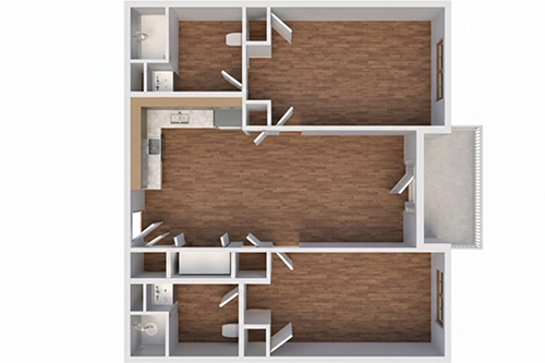 2 Bedroom Expansion floor plan, 1,125 SF